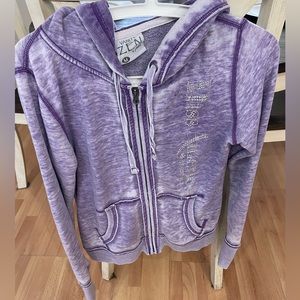 Miss America Light Purple Distressed Zip Up Hoodie Ladies Size Medium